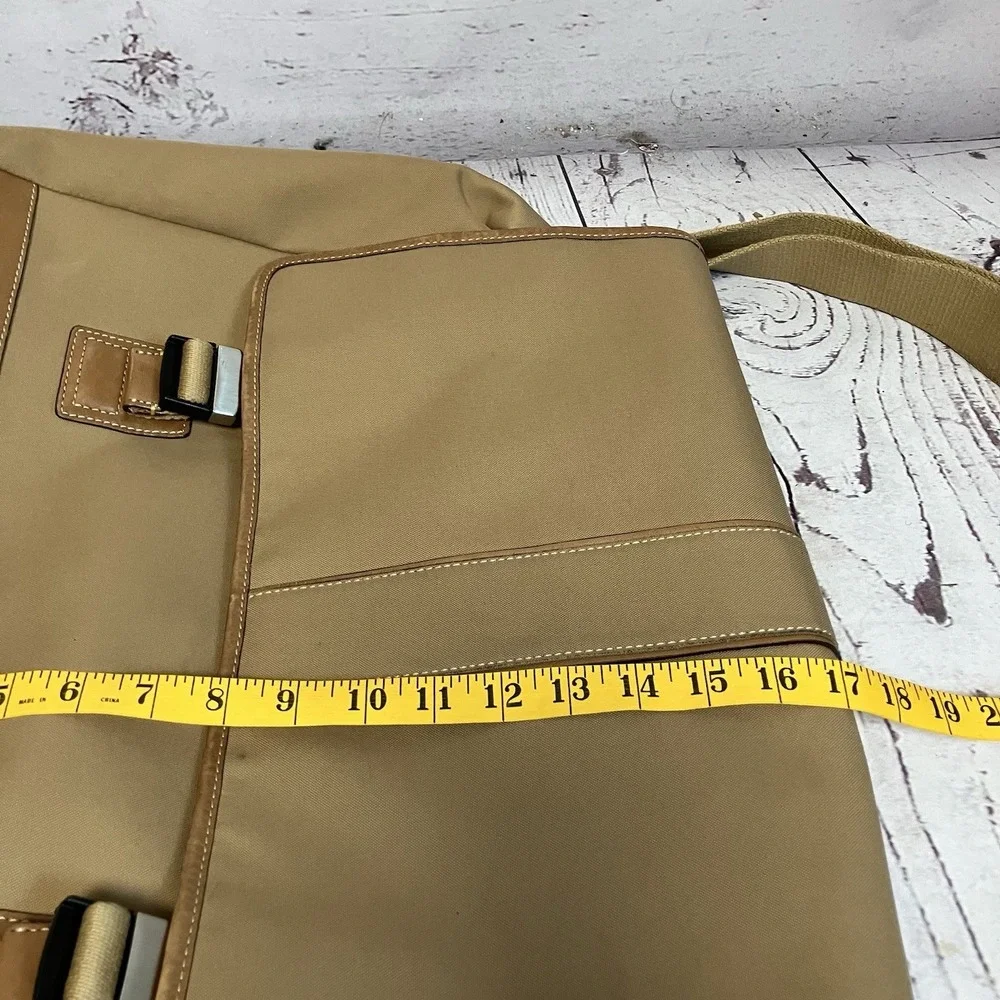 COACH Tan Canvas Leather Messenger Travel‎ Bag Office Briefcase